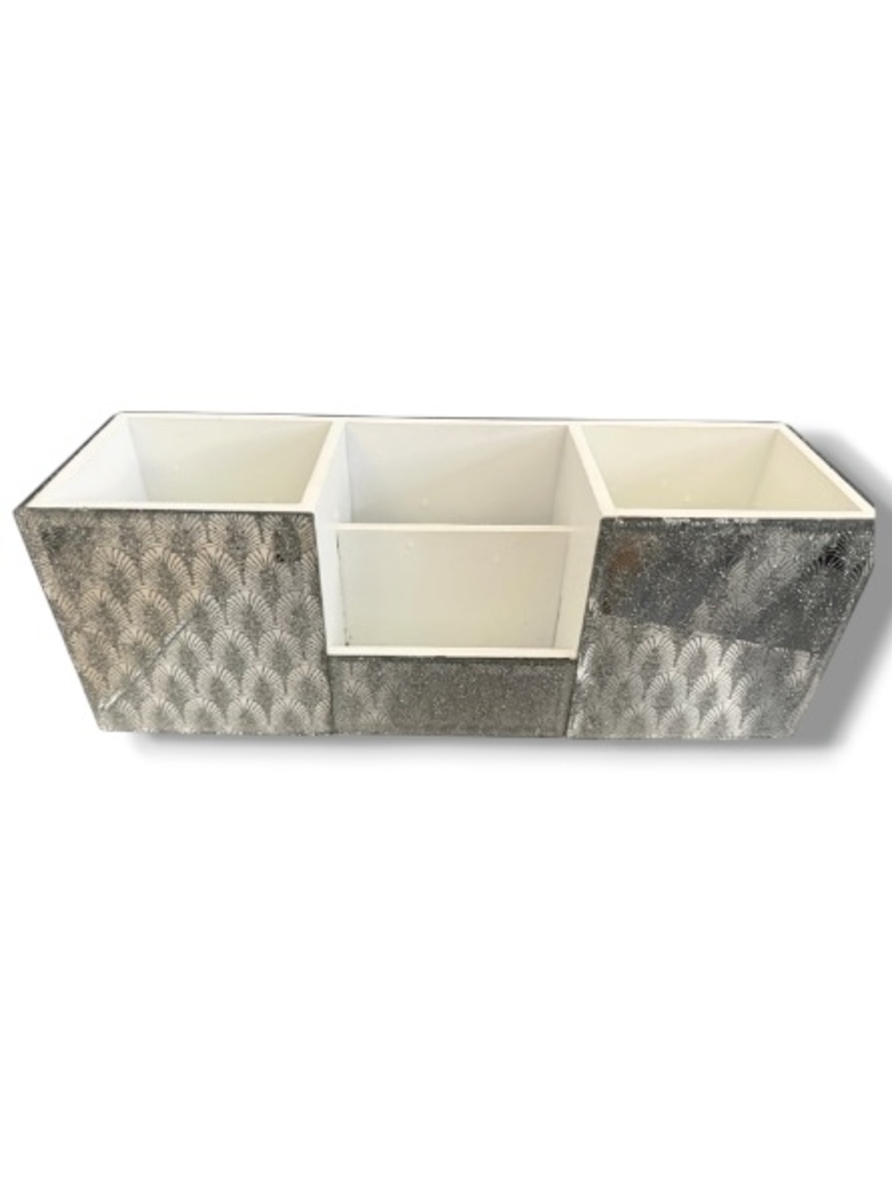 Bebe Art Deco Silver Design Organizer Storage Caddy Display Holder Home Decor